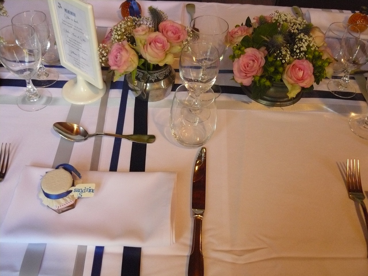 table de fête théme bleu et blanc, Ecosse